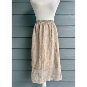 Flax Linen Midi Skirt S